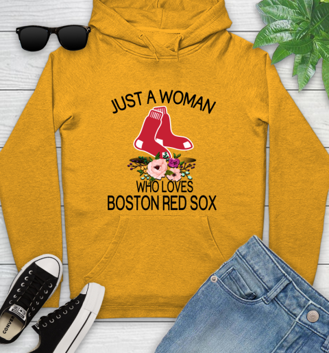 MLB Just A Woman Who Loves Boston Red Sox Baseball Sports Youth Hoodie 2