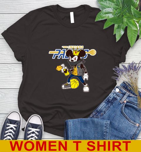Indiana Pacers NBA Basketball Mickey Peace Sign Sports Women's T-Shirt 8