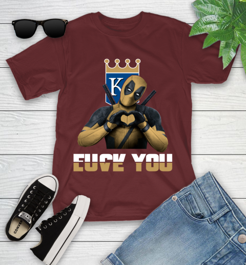 MLB Kansas City Royals Deadpool Love You Fuck You Baseball Sports Youth T-Shirt 14