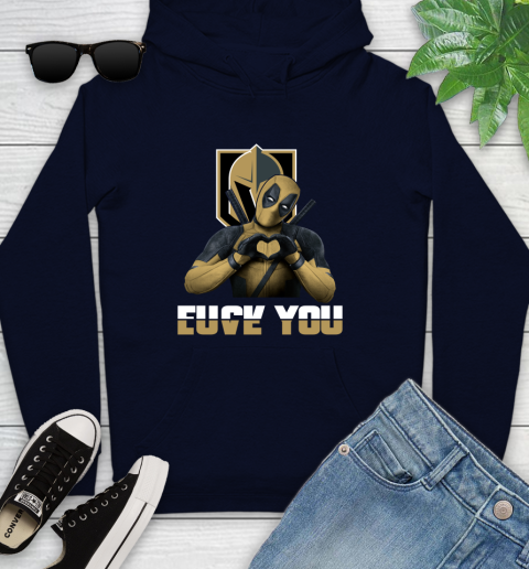 NHL Vegas Golden Knights Deadpool Love You Fuck You Hockey Sports Youth Hoodie 3
