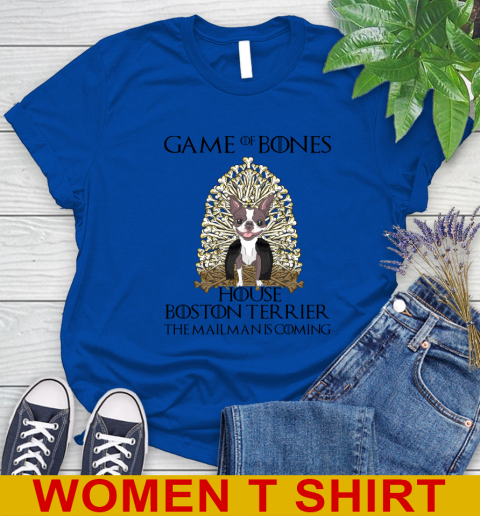 Game of bones house boston terrier dog the mailman is coming tshirt 79