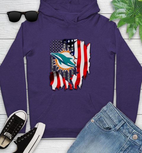 Miami Dolphins NFL Football American Flag Youth Hoodie - Image 6
