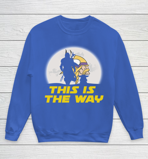 Minnesota Vikings NFL Football Star Wars Yoda And Mandalorian This Is The Way Youth Sweatshirt 6