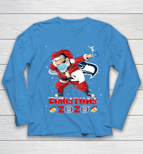 Seattle Seahawks Funny Santa Claus Dabbing Christmas 2020 NFL Youth Long Sleeve 5