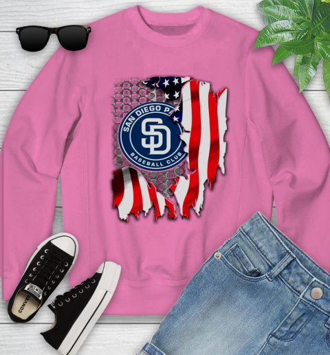 San Diego Padres MLB Baseball American Flag Youth Sweatshirt 6