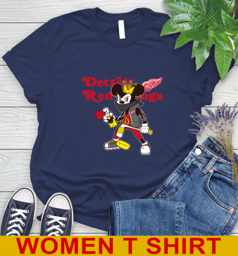 Detroit Red Wings NHL Hockey Mickey Peace Sign Sports Women's T-Shirt 12