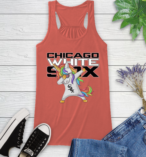 Chicago White Sox MLB Baseball Funny Unicorn Dabbing Sports Racerback Tank 4