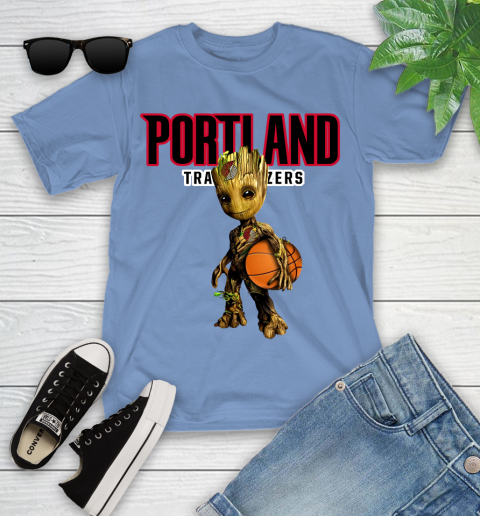 Portland Trail Blazers NBA Basketball Groot Marvel Guardians Of The Galaxy Youth T-Shirt 11