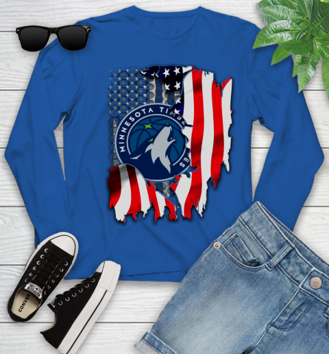 Minnesota Timberwolves NBA Basketball American Flag Youth Long Sleeve 10