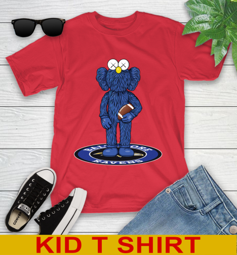 NFL Football Baltimore Ravens Kaws Bff Blue Figure Shirt Youth T-Shirt 11 NFL Football Baltimore Ravens Kaws Bff Blue Figure Shirt Youth T-Shirt - Image 11