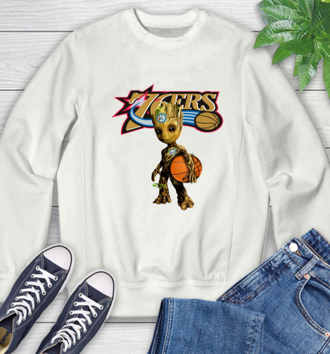 Philadelphia 76ers NBA Basketball Groot Marvel Guardians Of The Galaxy Sweatshirt