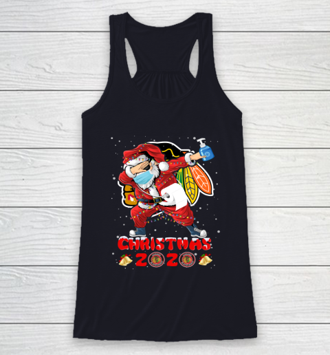 Chicago Blackhawks Funny Santa Claus Dabbing Christmas 2020 NHL Racerback Tank 7