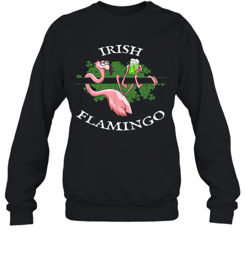 Lazy Irish Flamingo Shamrock Beer Mug St Pattys Day Sweatshirt