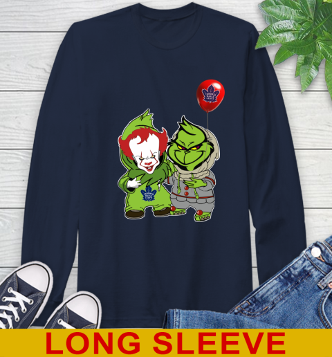 Toronto Maple Leafs Baby Pennywise Grinch Christmas NHL Hockey Long Sleeve T-Shirt 4