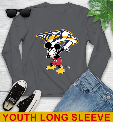 Nashville Predators NHL Hockey Dabbing Mickey Disney Sports Youth Long Sleeve 9