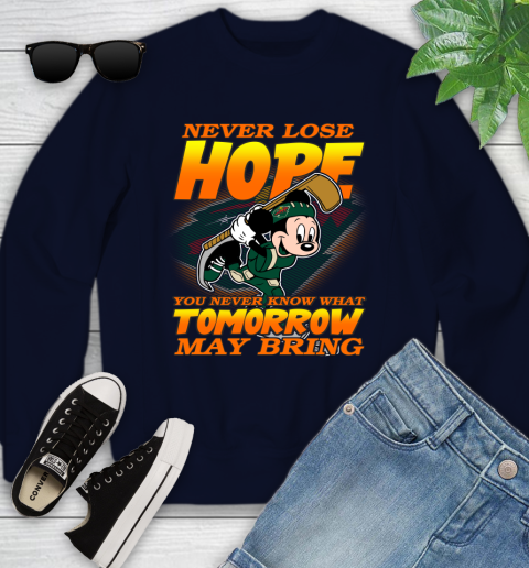 Minnesota Wild NHL Hockey ootball Mickey Disney Never Lose Hope Youth Sweatshirt 2