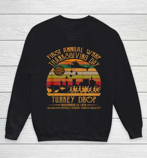 WKRP Thanksgiving Day Turkey Drop Youth Sweatshirt