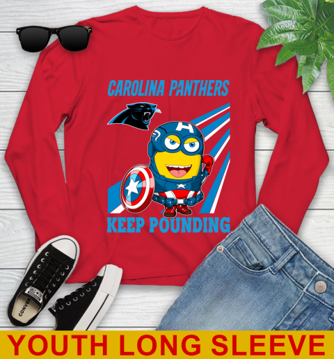 NFL Football Carolina Panthers Captain America Marvel Avengers Minion Shirt Youth Long Sleeve 11