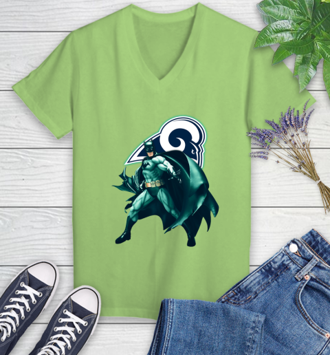 NFL Batman Football Sports Los Angeles Rams Women's V-Neck T-Shirt 11