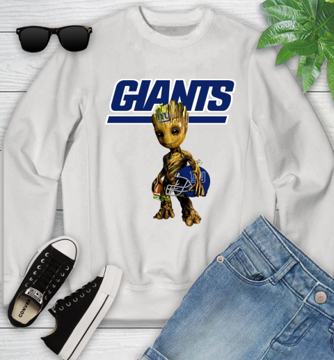 New York Giants NFL Football Groot Marvel Guardians Of The Galaxy Youth Sweatshirt