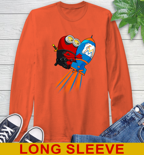 MLB Baseball Miami Marlins Deadpool Minion Marvel Shirt Long Sleeve T-Shirt 4