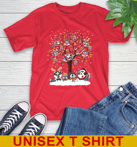 Husky dog pet lover light christmas tree shirt 153