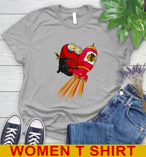 NHL Hockey Chicago Blackhawks Deadpool Minion Marvel Shirt Women's T-Shirt 5