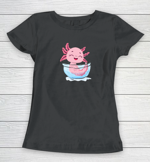Cute Pink Axolotl on Aquarium for Axolotl Lovers Women's T-Shirt