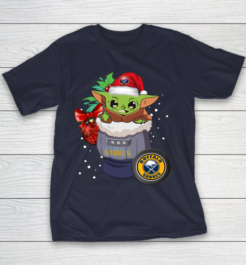 Buffalo Sabres Christmas Baby Yoda Star Wars Funny Happy NHL Youth T-Shirt 4