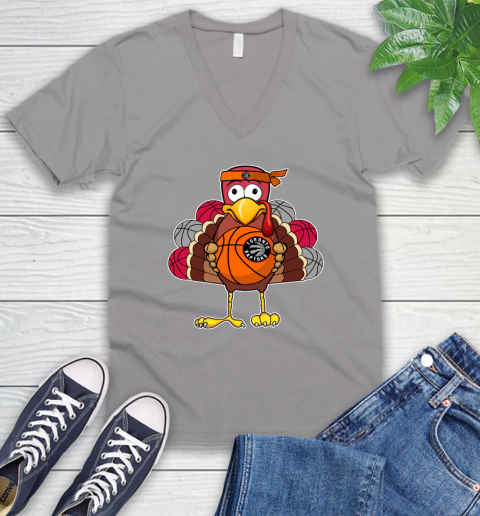 Toronto Raptors Turkey thanksgiving day V-Neck T-Shirt 4