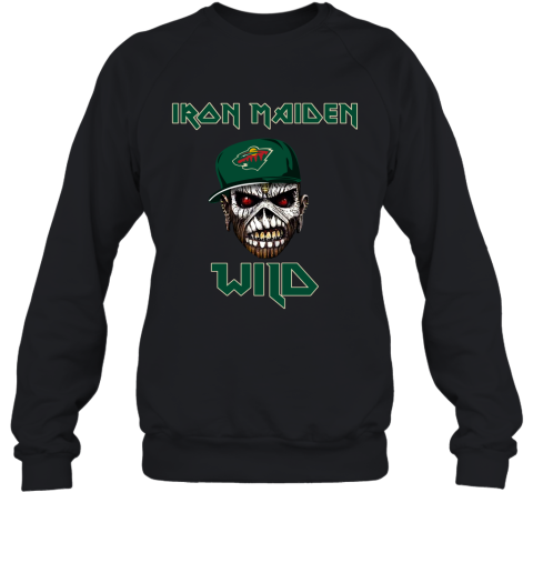 NHL Minnesota Wild Iron Maiden Rock Band Music Hockey Sports SqO3VBLYyF1 sweatshirt 35 95 151514 front black