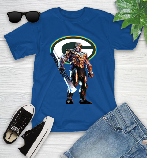 NFL Thanos Gauntlet Avengers Endgame Football Green Bay Packers Youth T-Shirt 9