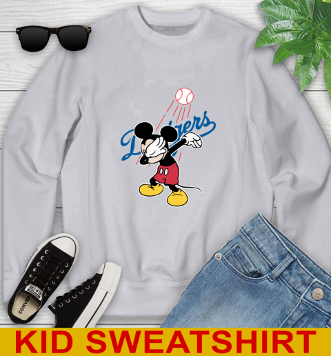 Los Angeles Dodgers MLB Baseball Dabbing Mickey Disney Sports Youth Sweatshirt 4