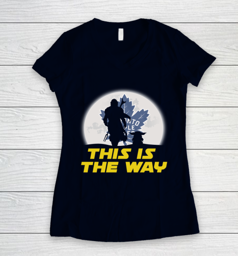 Toronto Maple Leafs NHL Ice Hockey Star Wars Yoda And Mandalorian This Is The Way Women's V-Neck T-Shirt 2