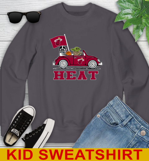 NBA Basketball Miami Heat Darth Vader Baby Yoda Driving Star Wars Shirt Youth Sweatshirt 6