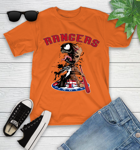 MLB Texas Rangers Baseball Venom Groot Guardians Of The Galaxy Youth T-Shirt 7