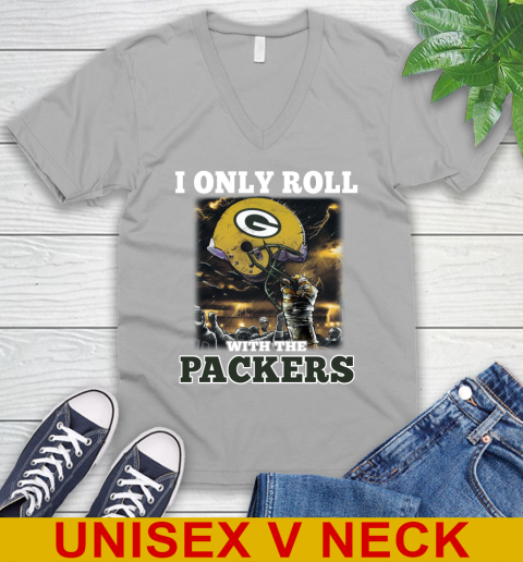 Green Bay Packers NFL Football I Only Roll With My Team Sports V-Neck T-Shirt 3