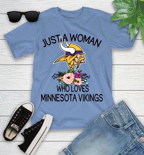 NFL Just A Woman Who Loves Minnesota Vikings Football Sports Youth T-Shirt 9
