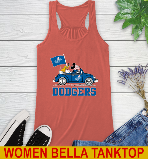 MLB Baseball Los Angeles Dodgers Pluto Mickey Driving Disney Shirt Racerback Tank 4