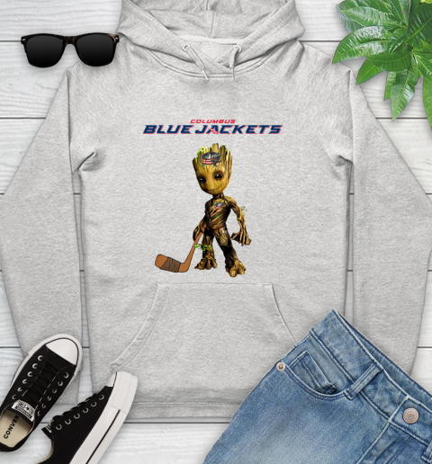 Columbus Blue Jackets NHL Hockey Groot Marvel Guardians Of The Galaxy Youth Hoodie