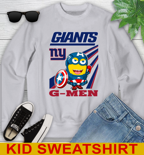 NFL Football New York Giants Captain America Marvel Avengers Minion Shirt Youth Sweatshirt 3