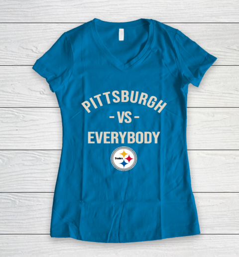 Pittsburgh Steelers Vs Everybody Women's V-Neck T-Shirt 5