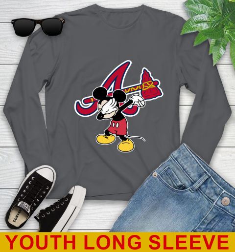 Atlanta Braves MLB Baseball Dabbing Mickey Disney Sports Youth Long Sleeve 9