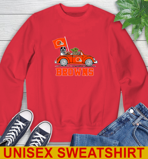 NFL Football Cleveland Browns Darth Vader Baby Yoda Driving Star Wars Shirt Sweatshirt 10