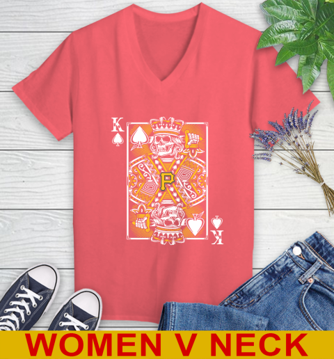 Pittsburgh Pirates MLB Baseball The King Of Spades Death Cards Shirt Women's V-Neck T-Shirt 6