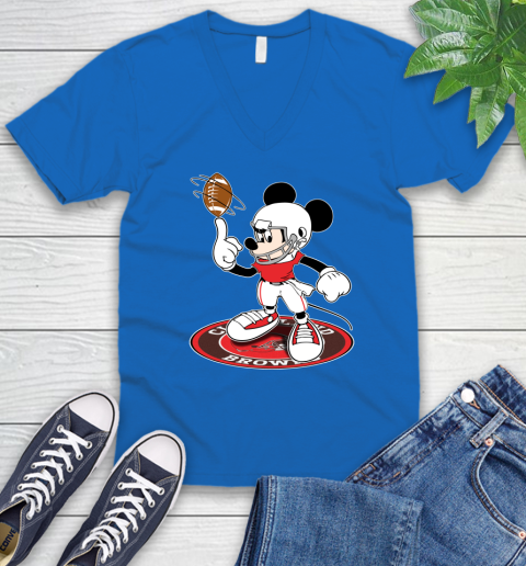 NFL Football Cleveland Browns Cheerful Mickey Disney Shirt V-Neck T-Shirt 6