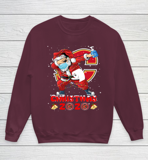 Calgary Flames Funny Santa Claus Dabbing Christmas 2020 NHL Youth Sweatshirt 4