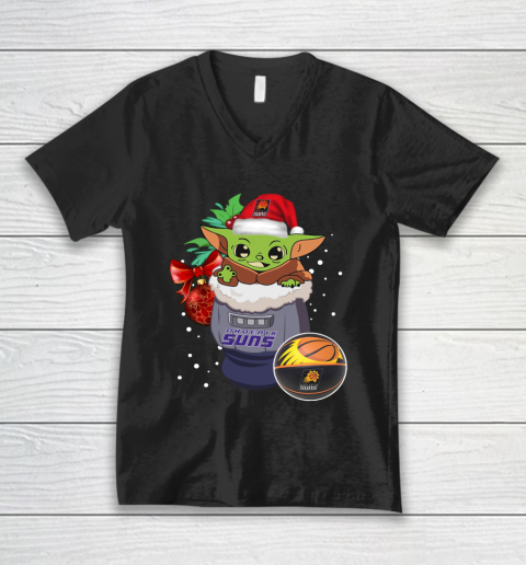 Phoenix Suns Christmas Baby Yoda Star Wars Funny Happy NBA V-Neck T-Shirt