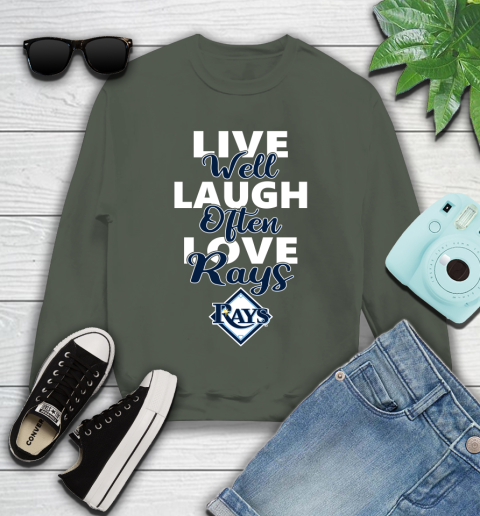 MLB Baseball Tampa Bay Rays Live Well Laugh Often Love Shirt Youth Sweatshirt 7