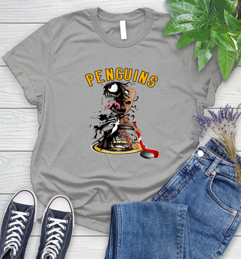 NHL Pittsburgh Penguins Hockey Venom Groot Guardians Of The Galaxy Women's T-Shirt 10